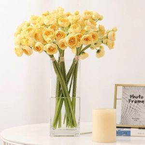 COPY - 5 Bouquet (6 PCs in 1 bouquet) yellow camellia silk flowers